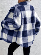 Plush Check Shacket with Gold Button Closure — variant_front