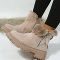 Warm Suede Winter Ankle Boots with Fluffy Fur Collar — variant_front