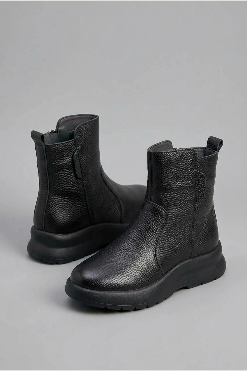 Women's Leather Chunky Sole Ankle Boots – Loriselle — variant_front