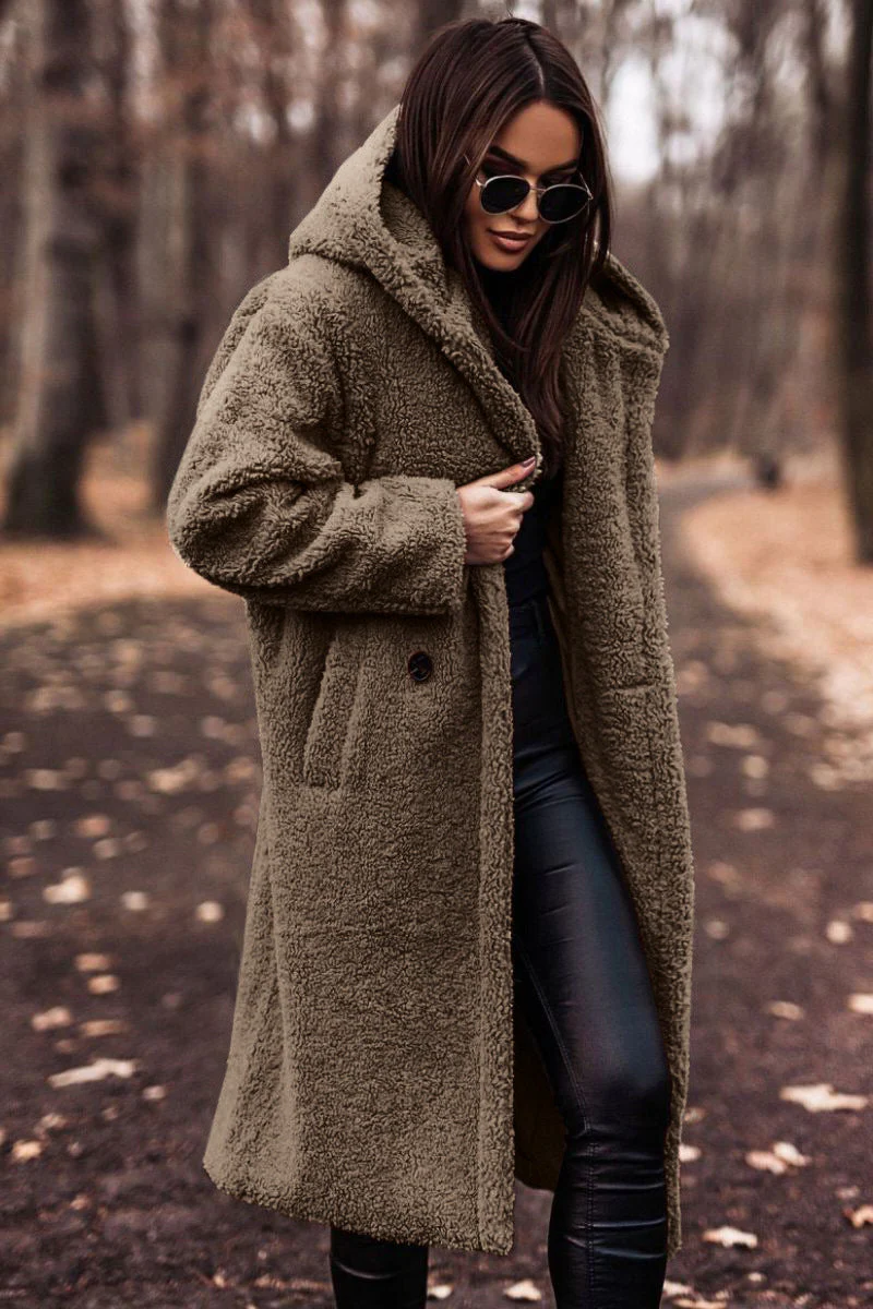 Oversized Hooded Teddy Coat with Large Front Pockets — variant_front