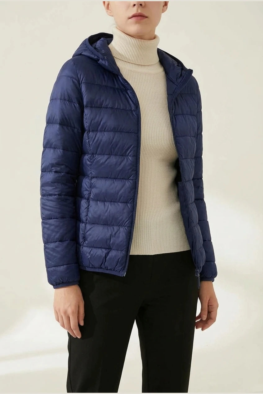 Amelia | Women's Lightweight Hooded Quilted Jacket Packable Down Puffer — variant_front