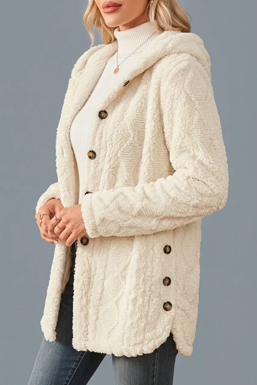 Autumn Winter Thickened Plush Hooded Casual Outing Warm Overcoat — variant_front