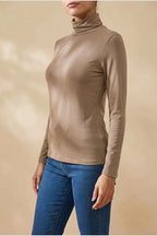 Women's Turtleneck Sweater Roll Neck Long Sleeve Straight Cuffs Plain Casual Layering — variant_front