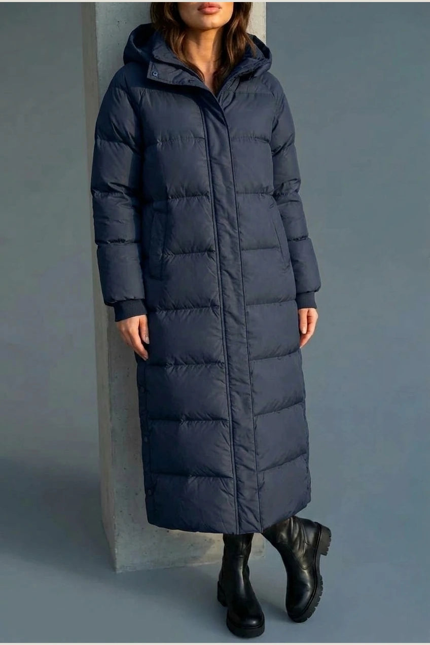 Women’s Long Puffer Coat – Hooded Padded Winter Jacket — variant_front