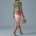Virelline – Leopard velvet contrast – Bodycon midi dress — variant_front