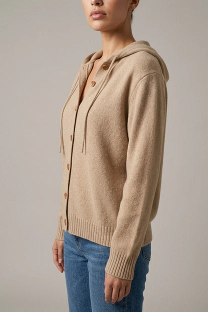 Women'S Hooded Button- Cardigan Sweater, Loose Casual Fall Winter Outerwear — variant_front