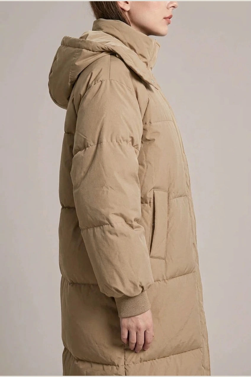 Gina™ - Classic Hooded Long Puffer Coat — variant_front