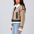 Women’s Cropped Aviator Jacket with Teddy Lining — variant_front