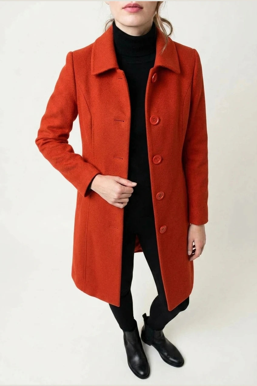 Tailored Button Front Wool Blend Coat — variant_front