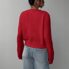 Soft Cropped Knit Cardigan with Round Neck — variant_front