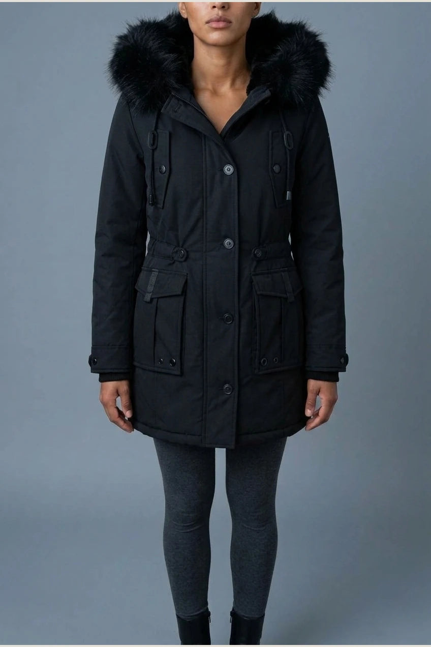 Aria | Women's Thick Faux Fur Hooded Insulated Parka Coat — variant_front