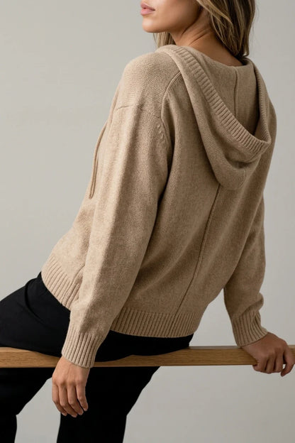 Women'S Hooded Button- Cardigan Sweater, Loose Casual Fall Winter Outerwear — variant_front