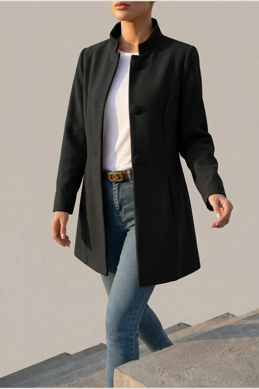 Hallie | Women's Button-Down A-Line Coat — variant_front