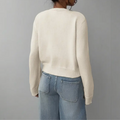 Soft Cropped Knit Cardigan with Round Neck — variant_front