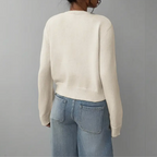 Soft Cropped Knit Cardigan with Round Neck — variant_front