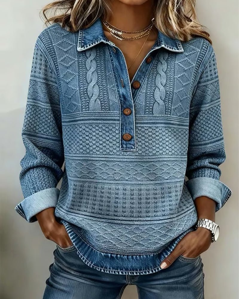 Cosy Cable Knit Jumper with Contrast Collar and Cuffs — variant_front