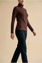 Women's Turtleneck Sweater Roll Neck Long Sleeve Straight Cuffs Plain Casual Layering — variant_front