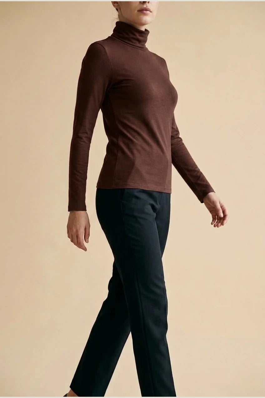 Women's Turtleneck Sweater Roll Neck Long Sleeve Straight Cuffs Plain Casual Layering — variant_front