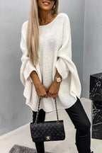 Oversized Cable Knit Sweater with Wide Sleeves and Round Neck — variant_front