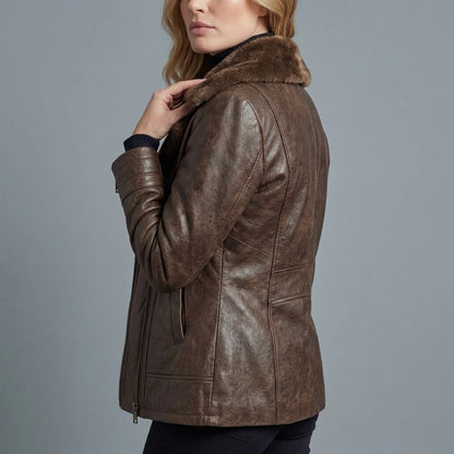 Ravella – Shearling-lined elegance – Leather jacket — variant_front