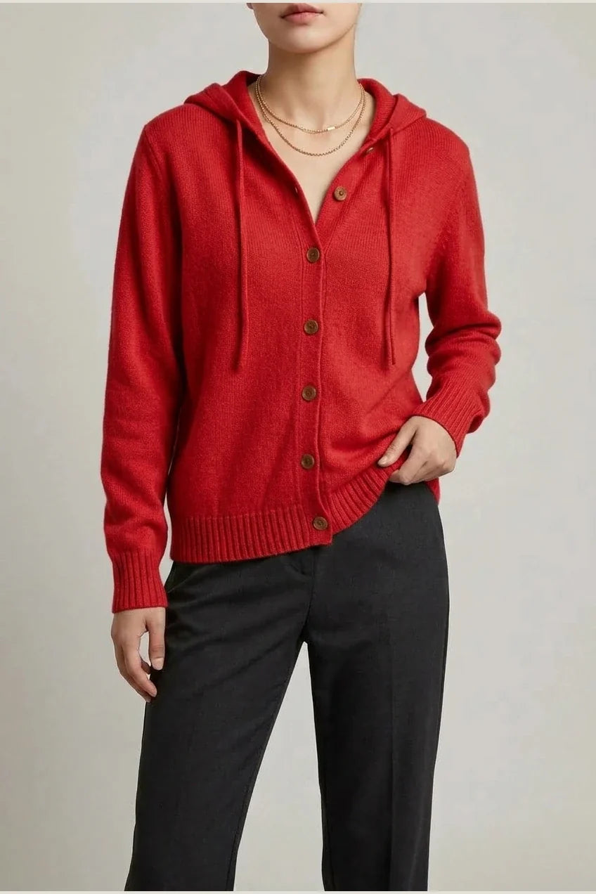 Women'S Hooded Button- Cardigan Sweater, Loose Casual Fall Winter Outerwear — variant_front