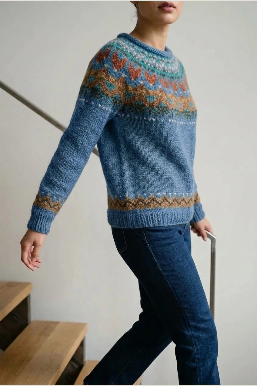 Ivana - Vintage Jacquard Crew Neck Sweater — variant_front