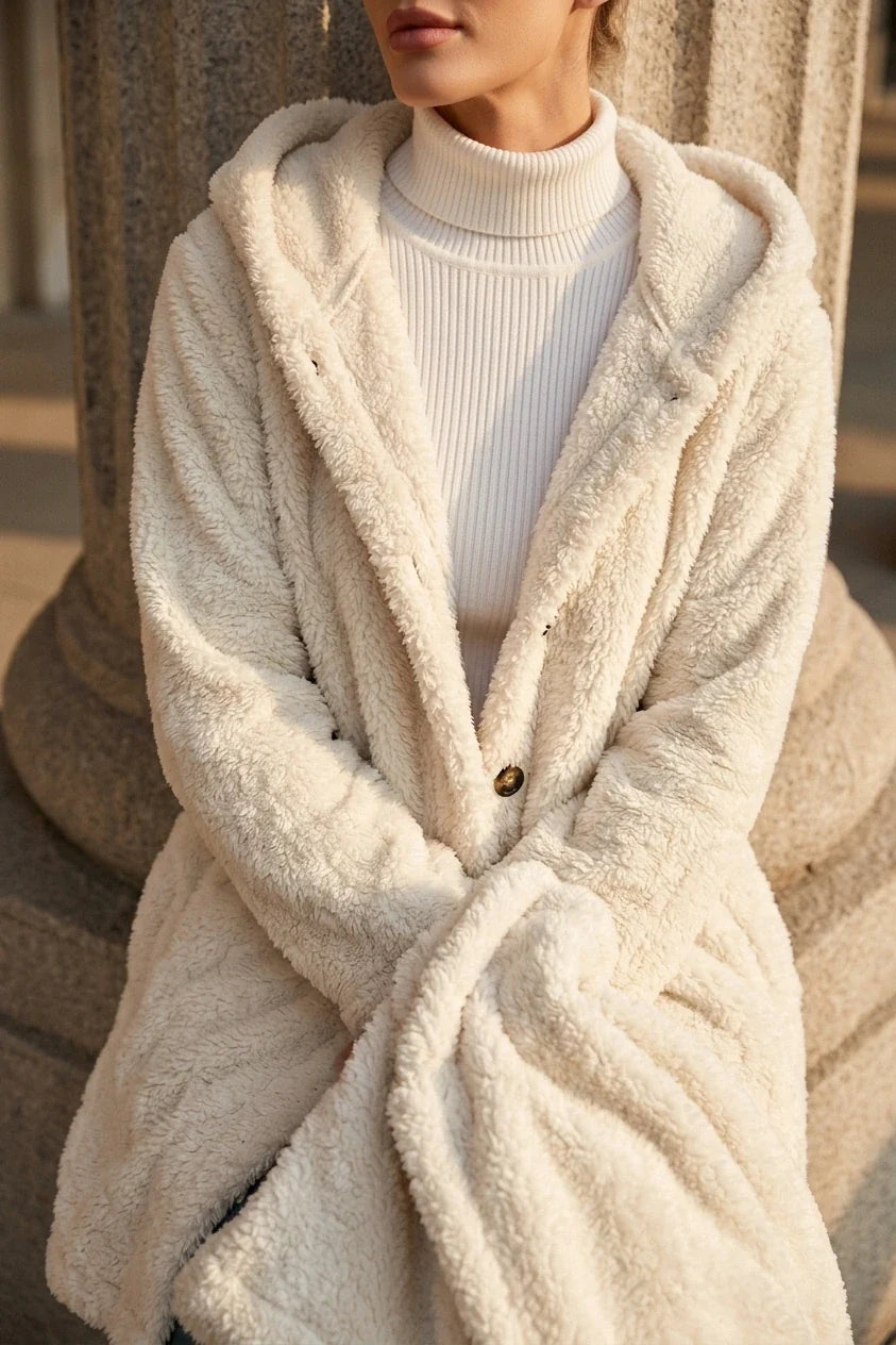 Autumn Winter Thickened Plush Hooded Casual Outing Warm Overcoat — variant_front