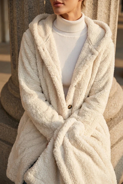 Autumn Winter Thickened Plush Hooded Casual Outing Warm Overcoat — variant_front