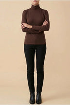 Women's Turtleneck Sweater Roll Neck Long Sleeve Straight Cuffs Plain Casual Layering — variant_front