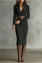 Valenoré – Sculpted elegance – Knit midi dress — variant_front