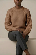 Women's Cable Knit Crew Neck Jumper for Autumn Winter — variant_front
