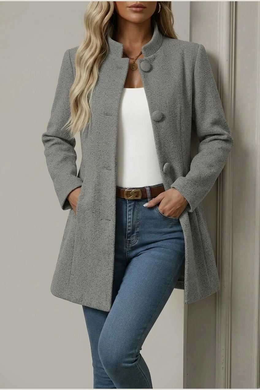Hallie | Women's Button-Down A-Line Coat — variant_front