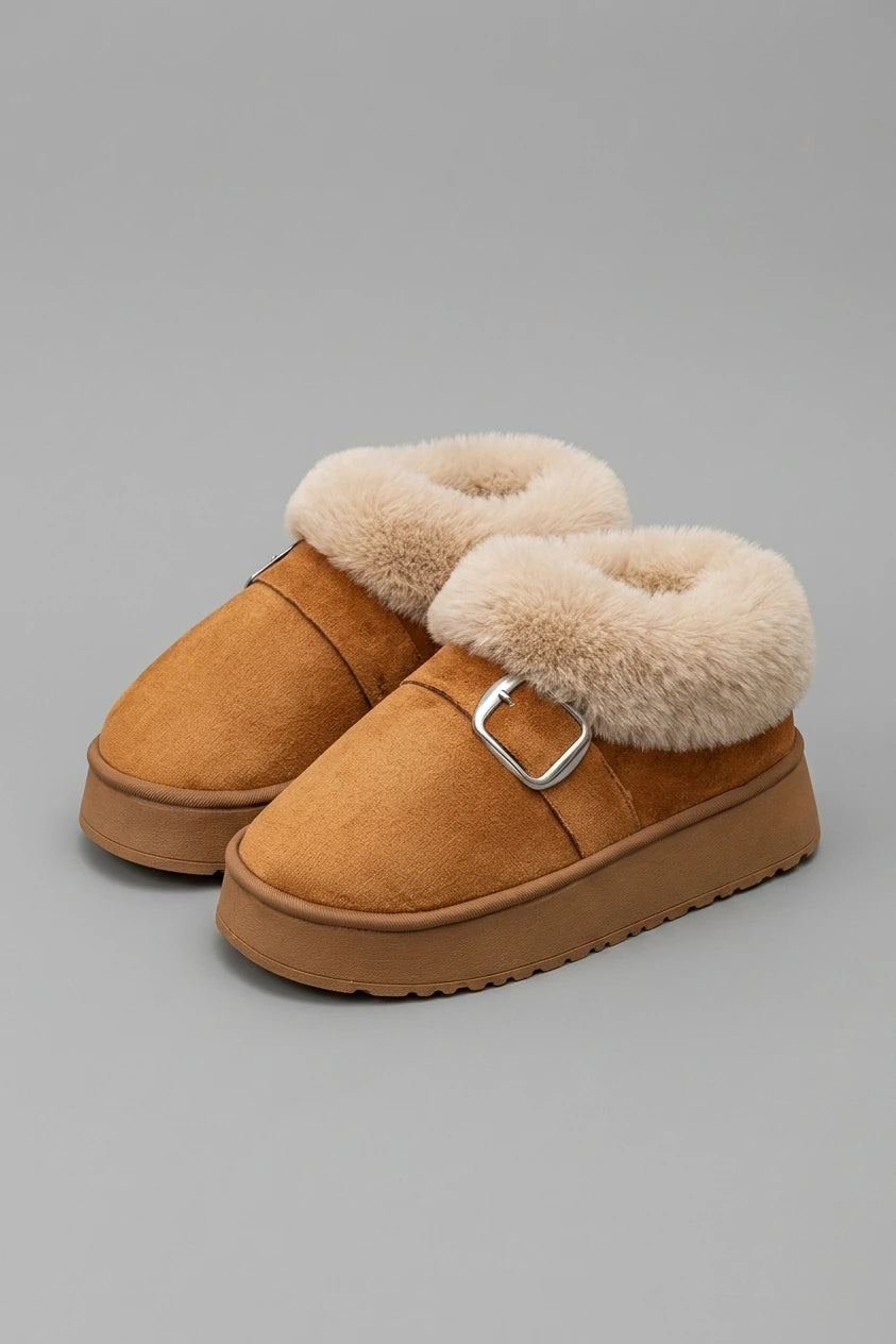 Women's Faux Fur Buckle Ankle Boots – Suvrelle — variant_front