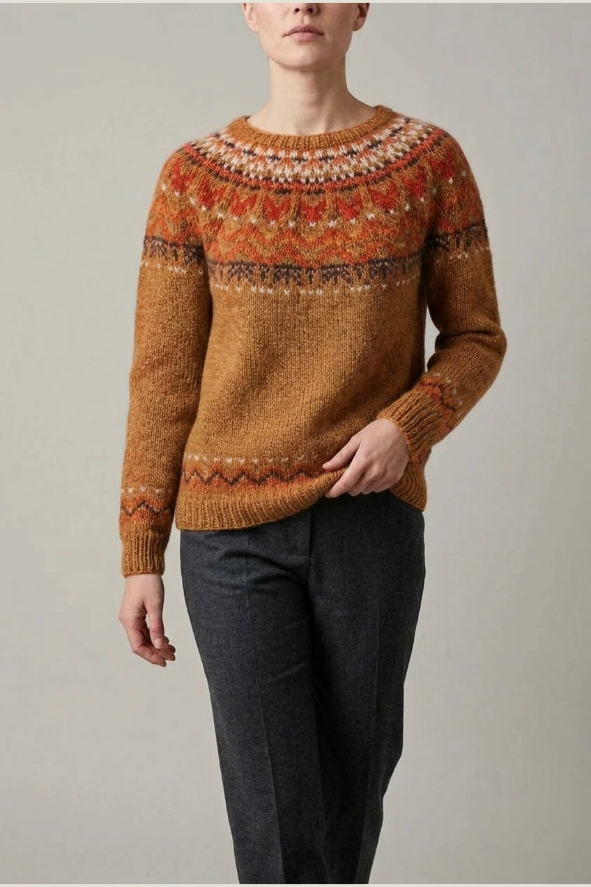Ivana - Vintage Jacquard Crew Neck Sweater — variant_front