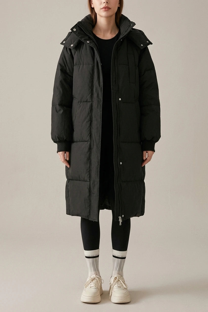 Gina™ - Classic Hooded Long Puffer Coat — variant_front