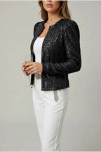 Aria | Women's Open Front Sequin Sparkle Party Jacket — variant_front