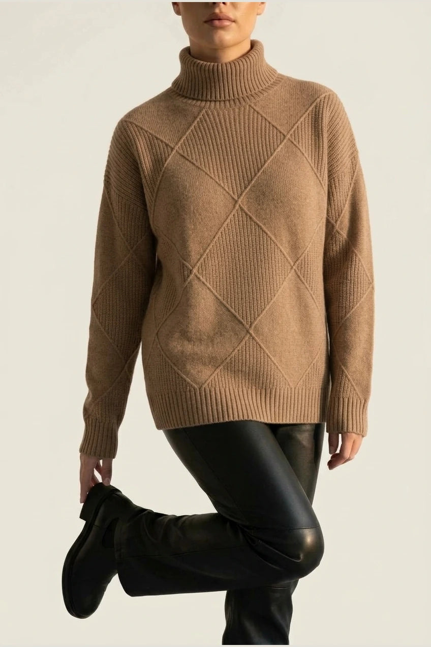Sweater Women - Cashmere Knit Soft Sweater with Turtleneck — variant_front