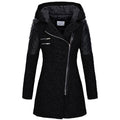 Fitted Hooded Winter Coat with Quilted Leather Shoulders — variant_front