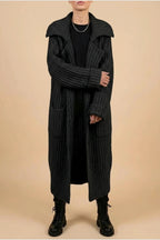 Phoebe | Women's Oversized Chunky Knit Lapel Longline Cardigan — variant_front