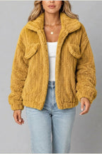 Montarello Women's Teddy Jacket Borg Collared Zip Up — variant_front