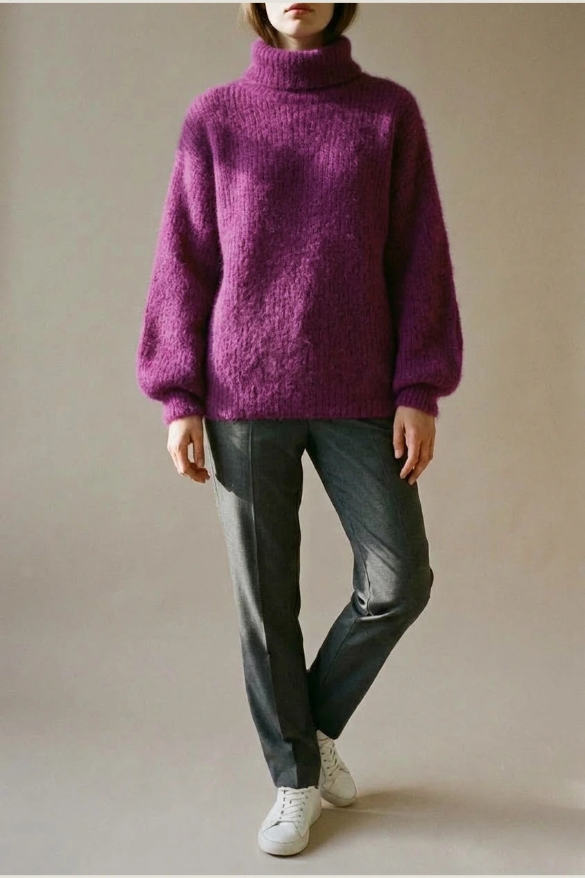 Scarlett | Women's Fluffy Turtleneck Loose Knit Sweater Jumper — variant_front