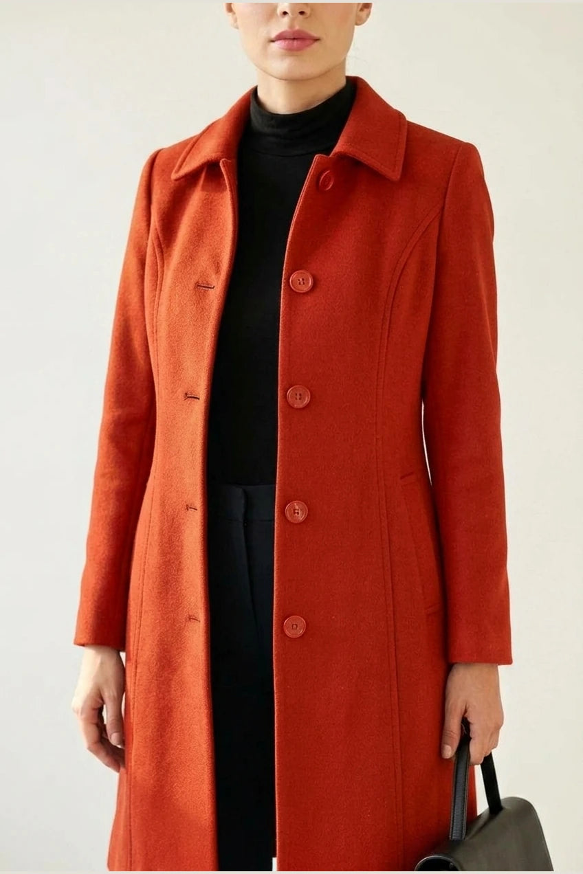 Tailored Button Front Wool Blend Coat — variant_front