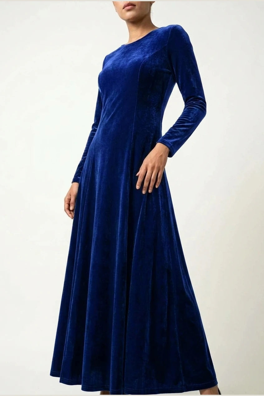 Emily | Women's Velvet Long Sleeve Formal Party Dress Maxi — variant_front