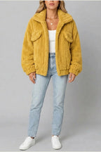 Montarello Women's Teddy Jacket Borg Collared Zip Up — variant_front