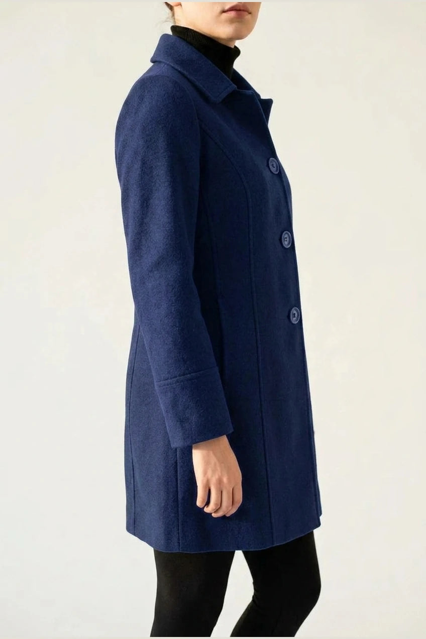 Tailored Button Front Wool Blend Coat — variant_front