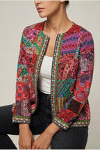 Women's Printed Open-Front Jacket with Long Sleeves — variant_front