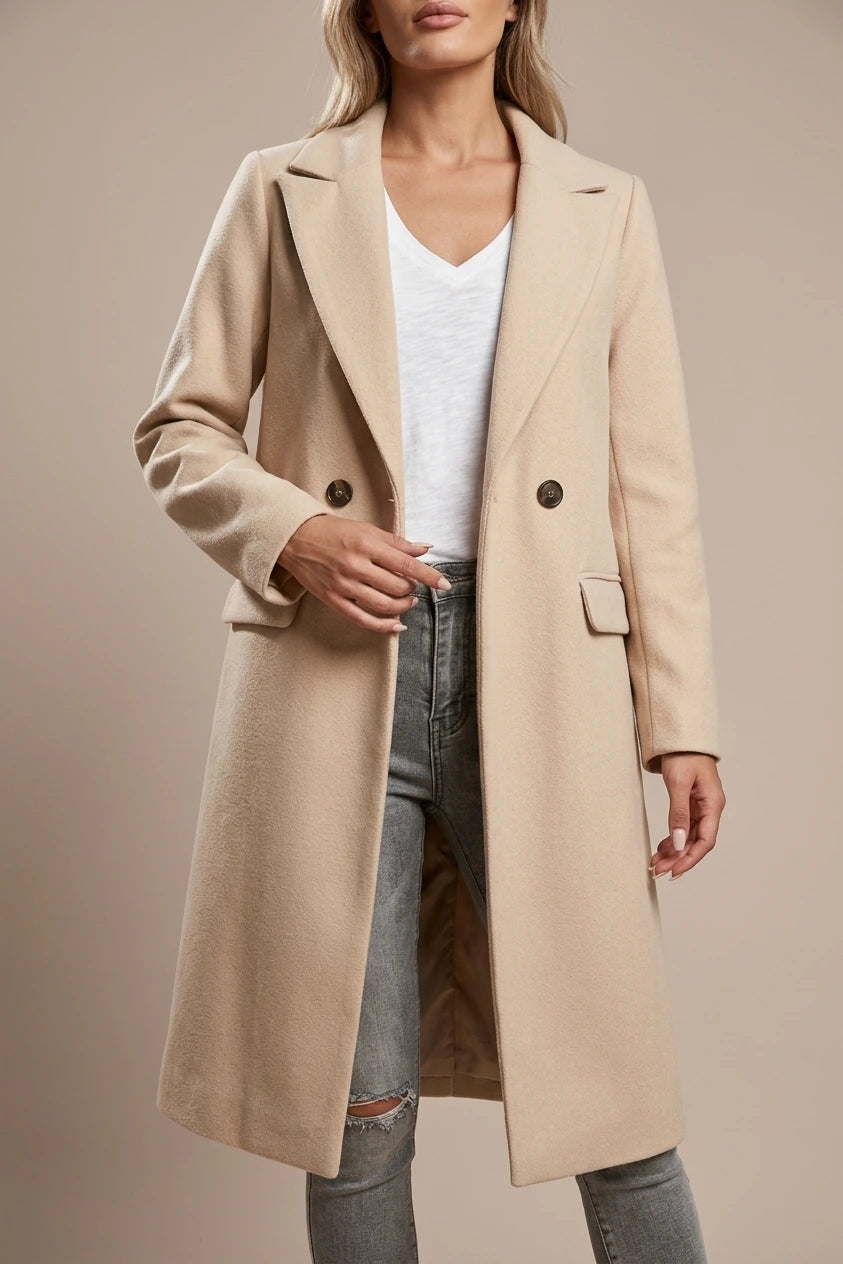 Women's Oversized Trench Coat Notched Lapel with Belt — variant_front