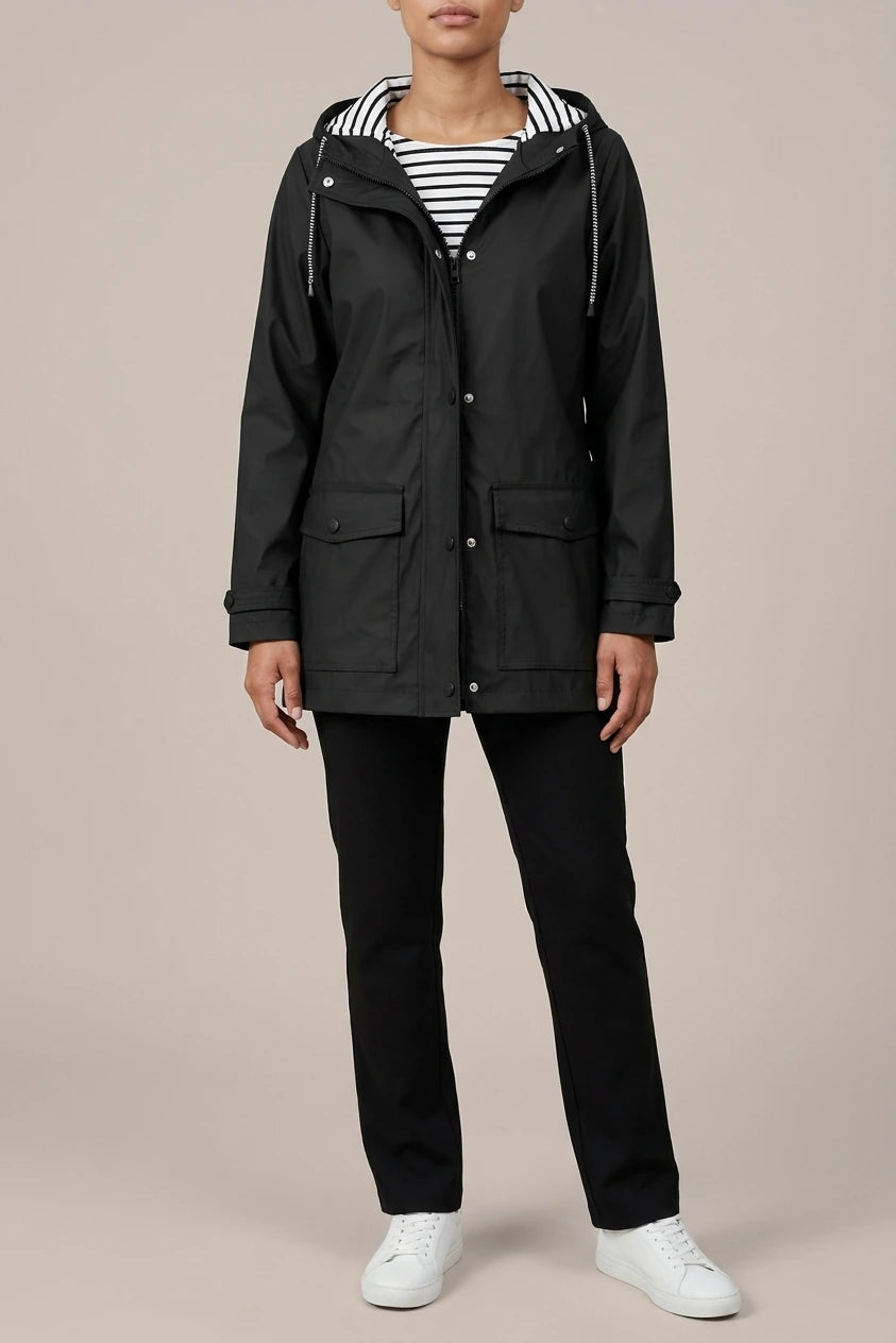 Women's Waterproof Hooded Raincoat with Zip Closure — variant_front