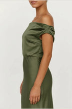 Scarlett | Women's Off-Shoulder Midi Cocktail Party Dress Cotton Blend — variant_front