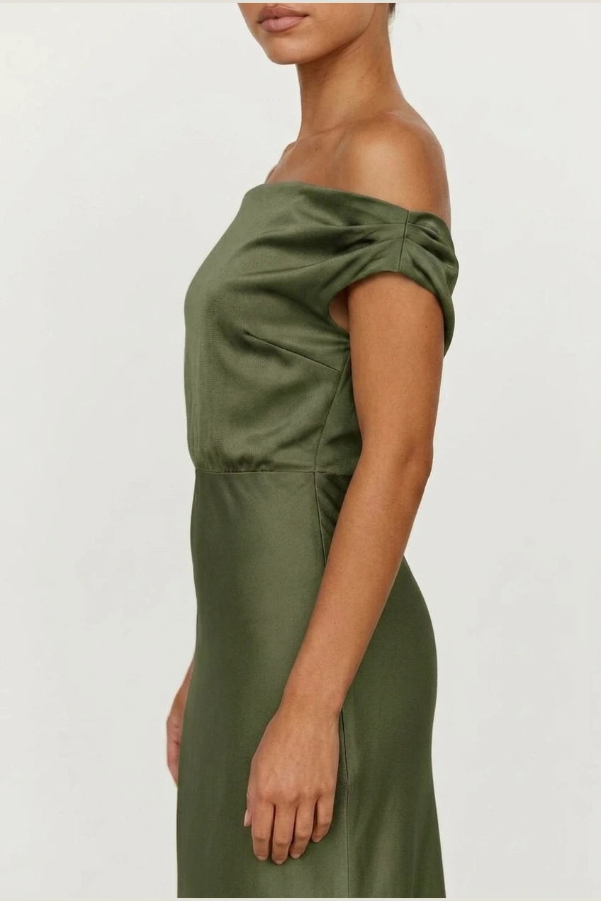 Scarlett | Women's Off-Shoulder Midi Cocktail Party Dress Cotton Blend — variant_front